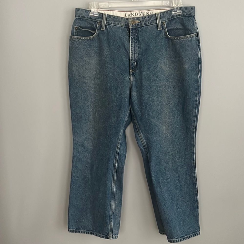 Lands’ End Women’s 16 Petite original fit traditional waist bootleg, jeans